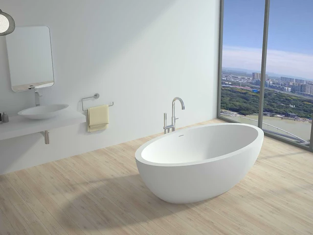 Vrijstaand bad - solid surface (beschikbaar in 3 kleuren) - afbeelding 1 van  17
