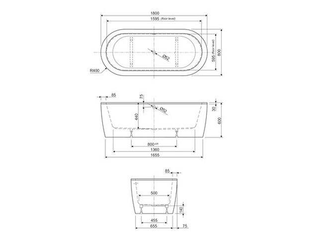 Vrijstaand bad gino - 160cm - afbeelding 4 van  4
