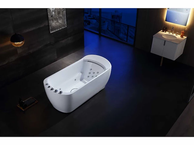 Vrijstaand design massagebad - waterval - glans wit - afbeelding 12 van  22