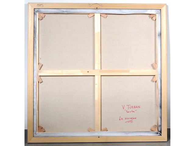 V.turban – la discussion - olie op doek - 100x100 cm - afbeelding 5 van  13