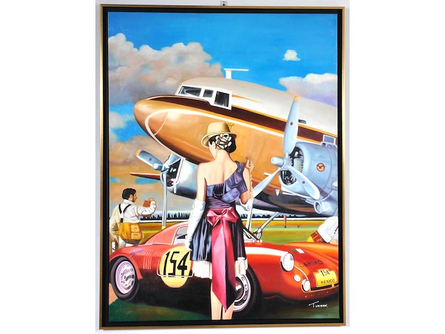 V.turban – l’elégante au chapeau - olie op doek - 120x90 cm - afbeelding 1 van  14