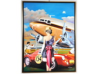 V.turban – l’elégante au chapeau - olie op doek - 120x90 cm - afbeelding 1 van  14