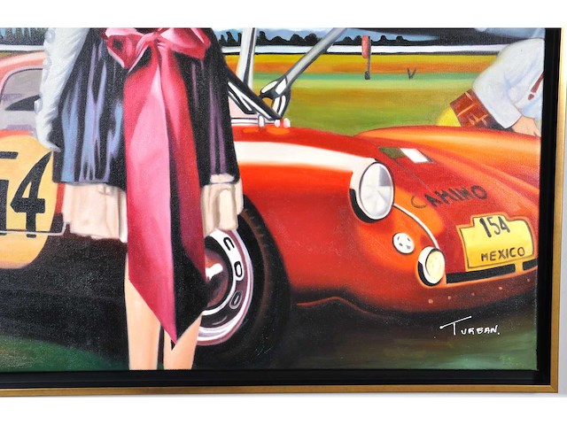 V.turban – l’elégante au chapeau - olie op doek - 120x90 cm - afbeelding 8 van  14