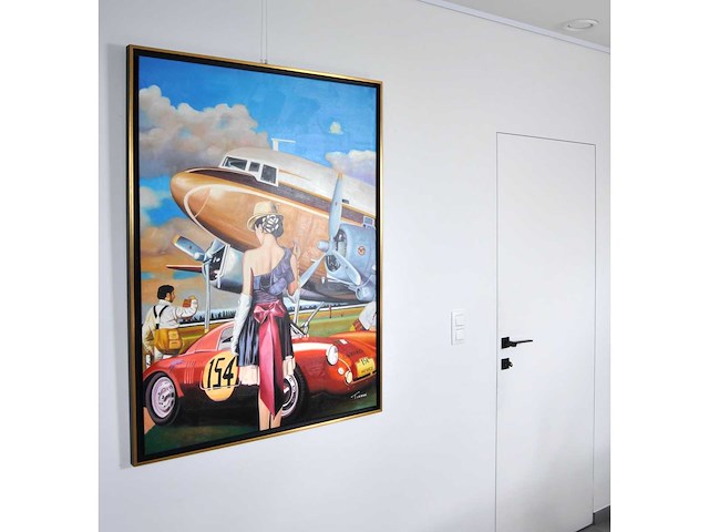 V.turban – l’elégante au chapeau - olie op doek - 120x90 cm - afbeelding 9 van  14