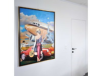 V.turban – l’elégante au chapeau - olie op doek - 120x90 cm - afbeelding 9 van  14