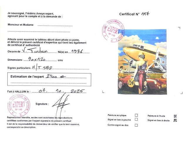 V.turban – l’elégante au chapeau - olie op doek - 120x90 cm - afbeelding 10 van  14