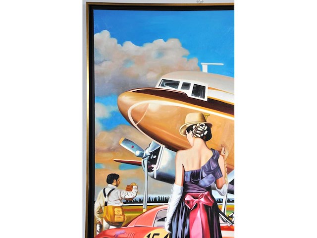 V.turban – l’elégante au chapeau - olie op doek - 120x90 cm - afbeelding 12 van  14