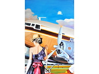 V.turban – l’elégante au chapeau - olie op doek - 120x90 cm - afbeelding 13 van  14