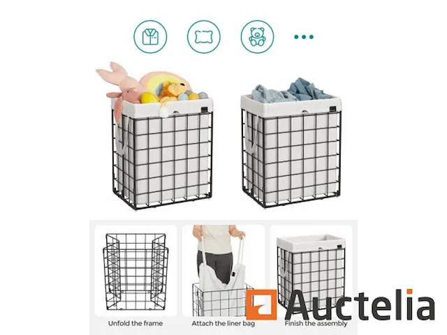 Vuile wasmand 90l, opvouwbare mand, bak, uitneembare tas - afbeelding 1 van  4
