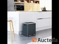 Vuilnisbakken metaal 30l, vuilnisbakken dubbel compartiment 2x15l - afbeelding 2 van  7