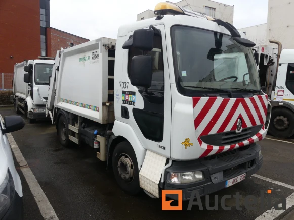 Vuilniswagen, vrachtwagen deur container, auto, handgereedschap