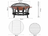 Vuurpot (f76 cm), vuurpot met vonkenvanger en rooster - afbeelding 3 van  9