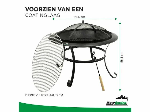 Vuurschaal - terrashaard vuurkorf - rond 76cm 5stuks - afbeelding 2 van  3