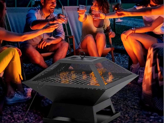 Vuurschaal met vonkenscherm, grill - afbeelding 1 van  6