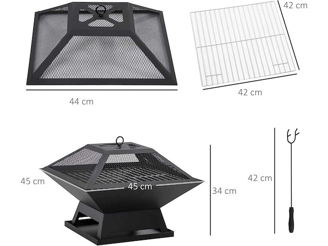 Vuurschaal met vonkenscherm, grill - afbeelding 3 van  6