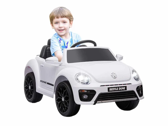 Vw kever elektrische kinderauto, 3-5km/u, met afstandsbediening en muziek, wit - afbeelding 5 van  5
