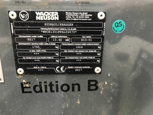 Wacker neuson - ez17 - mini-excavator - 2017 - afbeelding 6 van  9