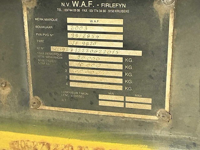 Waf jf9820 container aanhangwagen - afbeelding 10 van  10