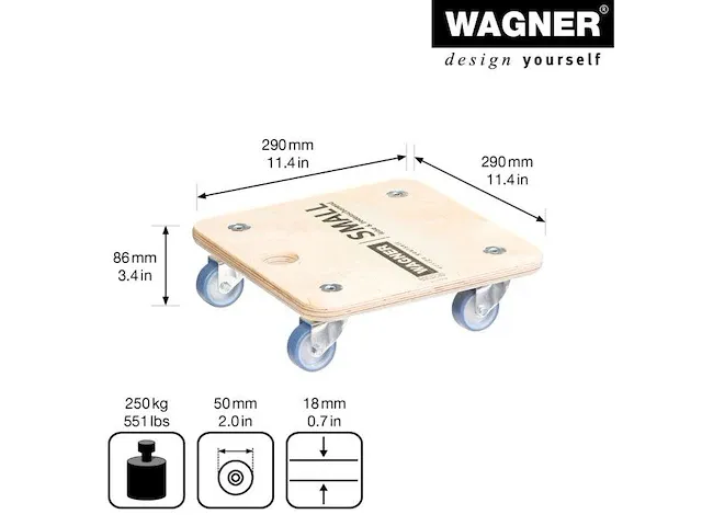 Wagner meubelroller soft wheels klein 200kg - afbeelding 3 van  3