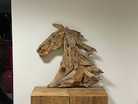 Wall decoratie in teak paardenkop h77cm - afbeelding 1 van  2