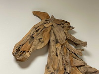 Wall decoratie in teak paardenkop h77cm - afbeelding 2 van  2