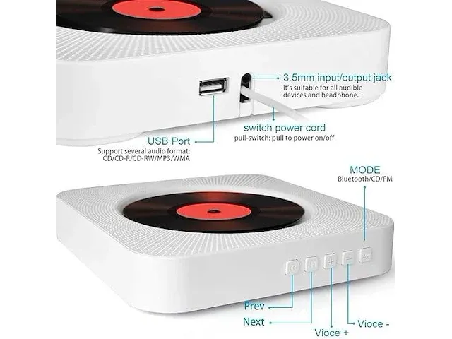 Wall-mounted cd player met bt - afbeelding 2 van  4