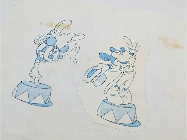 Walt disney studio, 1992 tekening, mickey en minnie - afbeelding 3 van  4