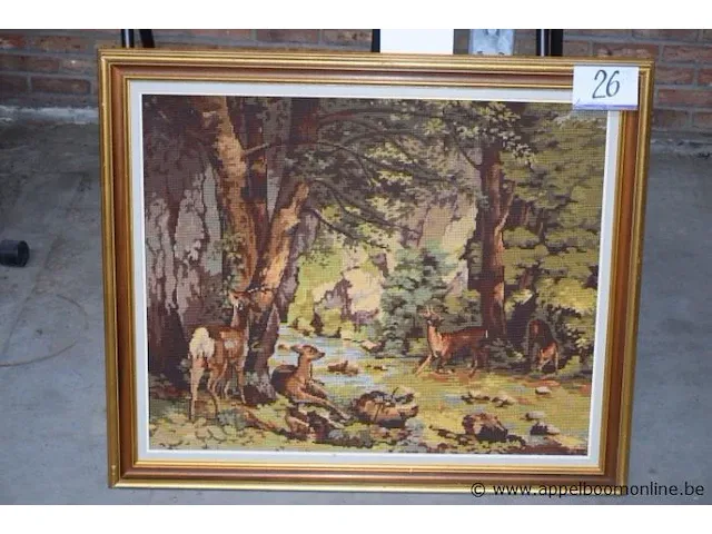 Wandkader voorstellende natuurlandschap, afm plm 92x78cm - afbeelding 1 van  2