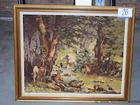 Wandkader voorstellende natuurlandschap, afm plm 92x78cm - afbeelding 1 van  2