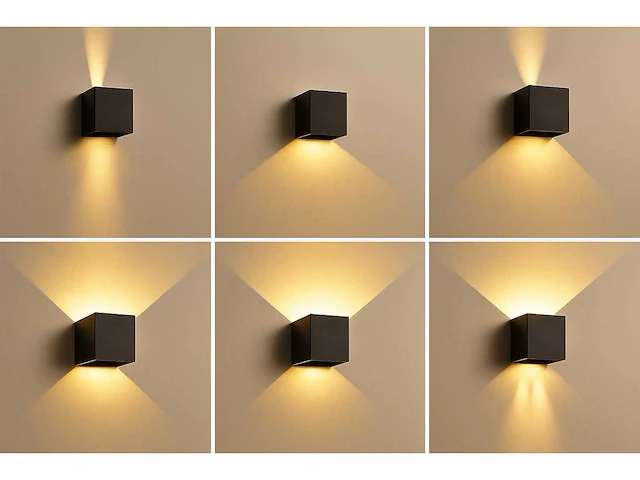 Wandlamp - tweerichtings led – kubus – 2 x 5w – 900 lm (6x) - afbeelding 1 van  5