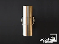 Wandlamp cilinder gu10 duo fitting satijn nickel waterdicht - afbeelding 3 van  7