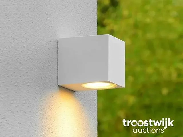 Wandlamp modern rechthoekig gu10 fitting zand wit waterdicht - afbeelding 2 van  4