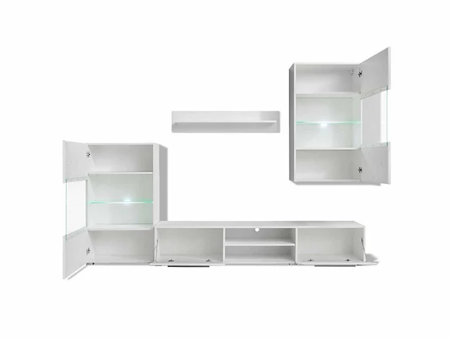 Wandmeubel voor tv met ledverlichting 5 stuks wit - levering enkel in belgië - afbeelding 3 van  7
