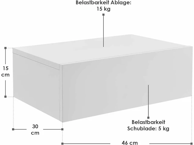 Wandplank hangend nachtkastje set van 4 - afbeelding 3 van  4