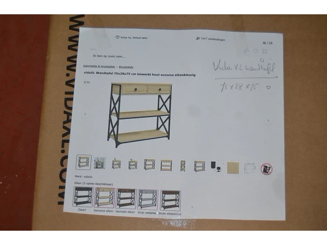 Wandtafel vida xl, 75x28x75 cm, nieuw in doos - afbeelding 1 van  3