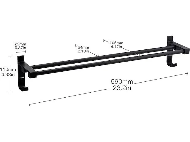 Wangel dubbele handdoekstang - afbeelding 2 van  4