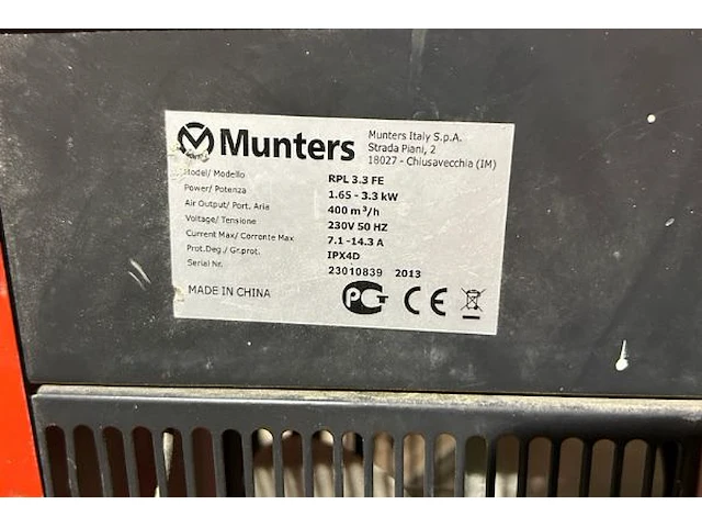 Warmteventilator munters - afbeelding 4 van  4