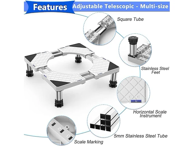 Wasmachine standaard met aanpasbare voeten - afbeelding 5 van  5