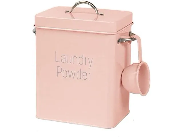 Wasmiddelbox waspoeder box met doseerlepel, 4 l wasmiddel bewaren waspoederdoos, waspoeder doos opbergdoos poeder bewaardoos voorraaddozen voor poeder levensmiddelen diervoeding - afbeelding 1 van  3