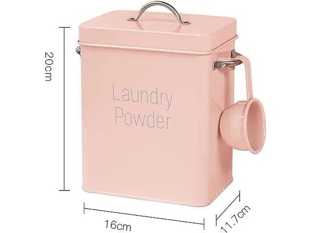 Wasmiddelbox waspoeder box met doseerlepel, 4 l wasmiddel bewaren waspoederdoos, waspoeder doos opbergdoos poeder bewaardoos voorraaddozen voor poeder levensmiddelen diervoeding - afbeelding 2 van  3