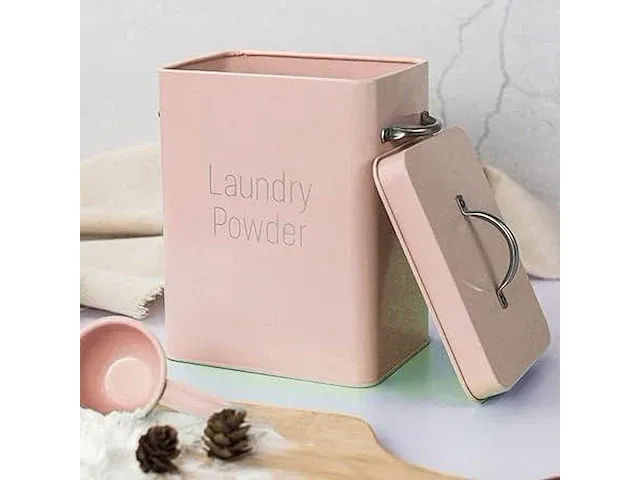 Wasmiddelbox waspoeder box met doseerlepel, 4 l wasmiddel bewaren waspoederdoos, waspoeder doos opbergdoos poeder bewaardoos voorraaddozen voor poeder levensmiddelen diervoeding - afbeelding 3 van  3