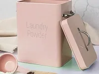 Wasmiddelbox waspoeder box met doseerlepel, 4 l wasmiddel bewaren waspoederdoos, waspoeder doos opbergdoos poeder bewaardoos voorraaddozen voor poeder levensmiddelen diervoeding - afbeelding 3 van  3