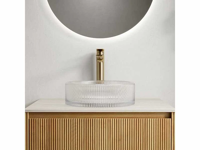 Wastafel 36 cm kristalglas rond transparant zonder kraan - afbeelding 2 van  6