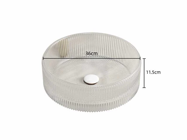 Wastafel 36 cm kristalglas rond transparant zonder kraan - afbeelding 4 van  6