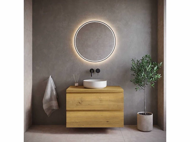 Wastafelmeubel 80cm - eiken - afbeelding 2 van  8
