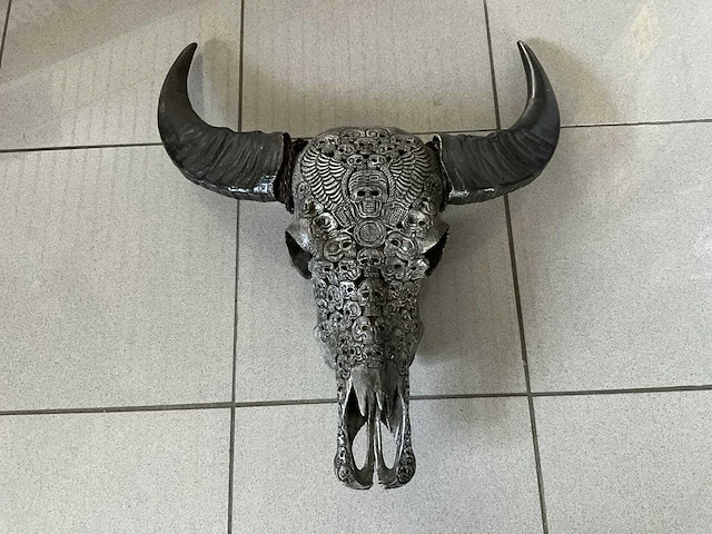 Waterbuffelschedel decoratie - afbeelding 1 van  5