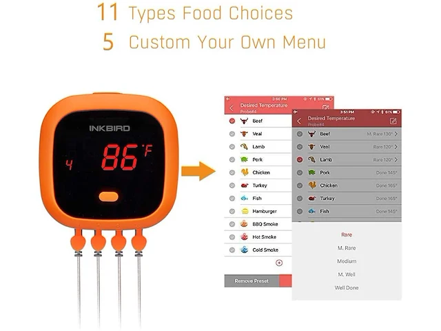Waterdichte bluetooth bbq thermometer - afbeelding 2 van  6