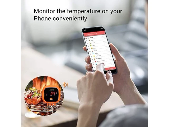 Waterdichte bluetooth bbq thermometer - afbeelding 5 van  6