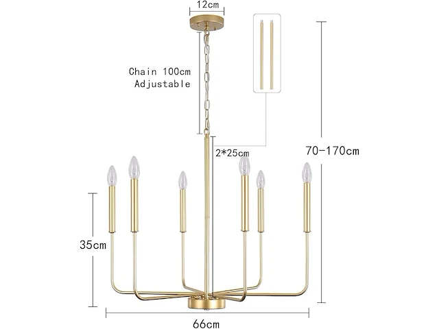 Wayluoung gouden kroonluchter - afbeelding 2 van  4
