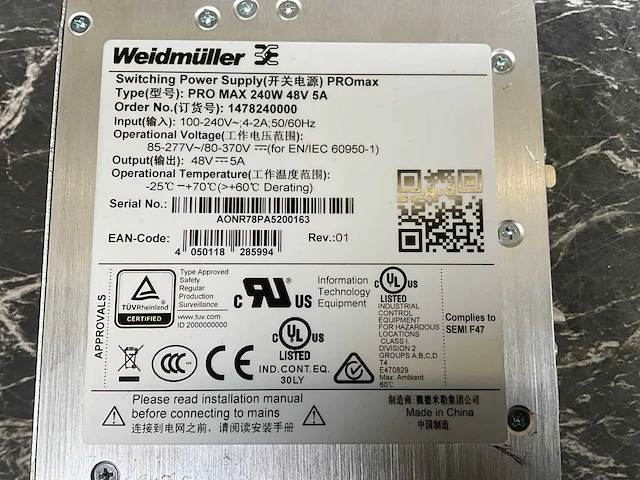 Weidmüller pro max 240w 48v 5a power supply (9x) - afbeelding 5 van  5